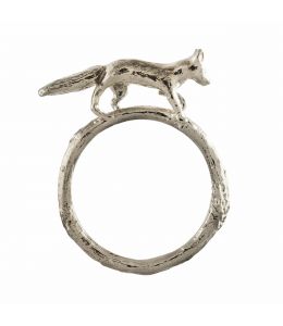 Silver Prowling Fox Ring on Paper