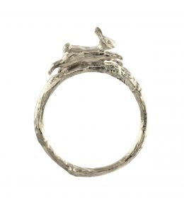 Silver Leaping Rabbit Ring on Paper