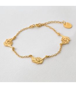Gold Plate Three Feather Bracelet Product Photo