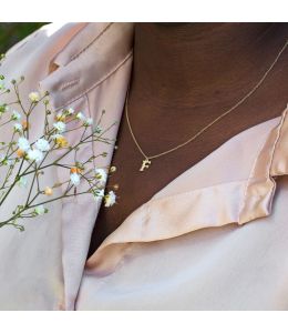 Teeny Tiny Floral Letter F Necklace