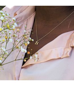 Teeny Tiny Floral Letter H Necklace