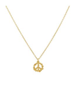 18ct Yellow Gold Tiny Floral Peace Sign "Faith" Necklace Product Photo