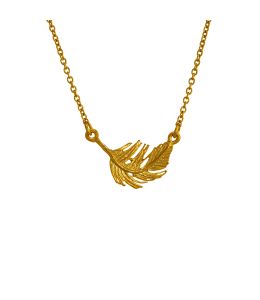 Gold Plate Little Feather Inline Necklace Product Photo