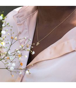 Teeny Tiny Floral Letter P Necklace