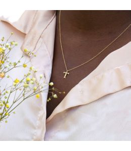 Teeny Tiny Floral Letter T Necklace