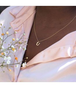 Teeny Tiny Floral Letter U Necklace