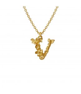 Fine Floral Letter V Necklace