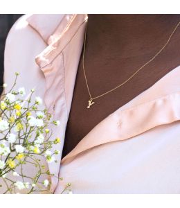 Teeny Tiny Floral Letter Y Necklace
