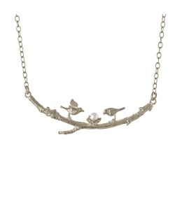 Silver Two Birds on a Branch Necklace Product Photo
