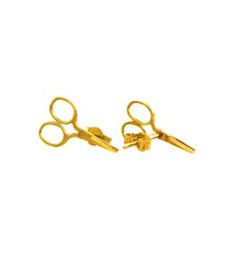 Gold Plate Little Sewing Scissor Stud Earrings on Paper