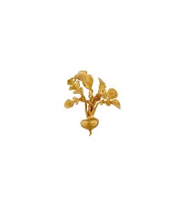 Gold Plate Leafy Turnip Pin Brooch Product Photo