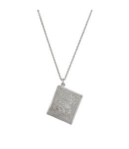 Silver Sweetpea Seed Packet Necklace Product Photo