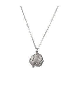 Silver Artichoke Necklace with Engraved Heart Product Photo