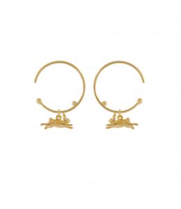 Teeny Tiny Leaping Rabbit Hoop Earrings Product Photo