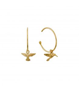 Teeny Tiny Hummingbird Hoop Earrings Product Photo