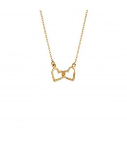 18ct Yellow Gold Teeny Tiny Linked Heart In-Line Necklace Product Photo