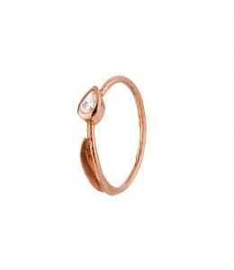 18ct Rose Gold Diamond Tulip Leaf Ring Product Photo