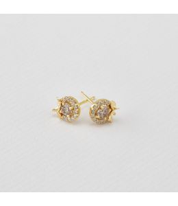 Champagne Diamond Spring Halo Stud Earrings
