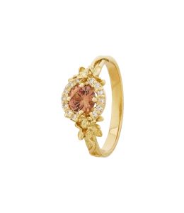 Large Spring Halo Ring with Burnt Orange Sapphire Product Photo