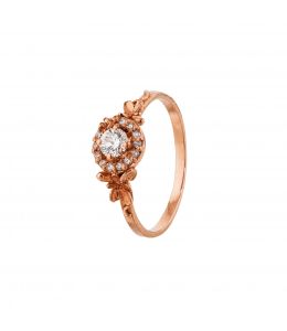18ct Rose Gold Small Diamond Spring Halo Ring Product Photo