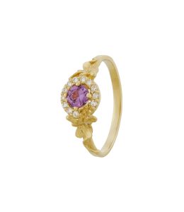 Small Spring Halo Ring with Responsibly Sourced 0.33ct Purple Pink Sapphire and Brilliant Cut Diamond Halo Product Photo