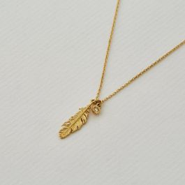 Gold Feather Charm 9ct Yellow, Rose and White Gold 18ct Gold 18ct Yellow Gold / with Necklace 16-18 Adjuster Chain 18ct Yellow Gold