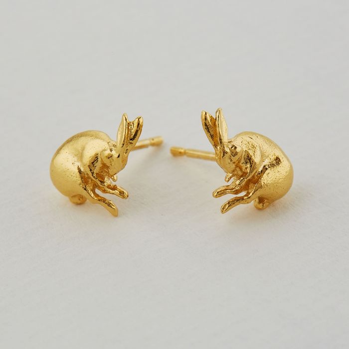 Sleeping Hare Stud Earrings