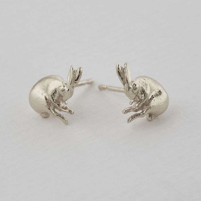 Silver hare earrings discount