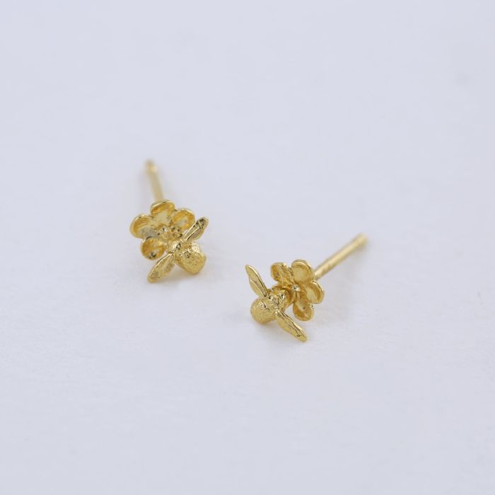 Forget Me Not Stud Earrings with Itsy Bitsy Bee | Alex Monroe Jewellery