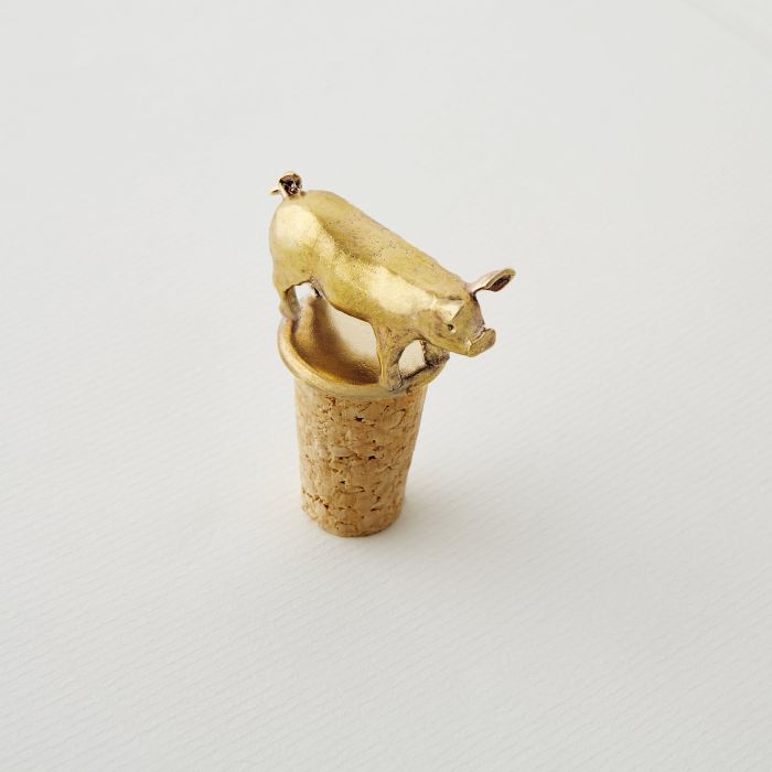 Suffolk Pig Brass Cork Bottle Stopper Alex Monroe Jewellery