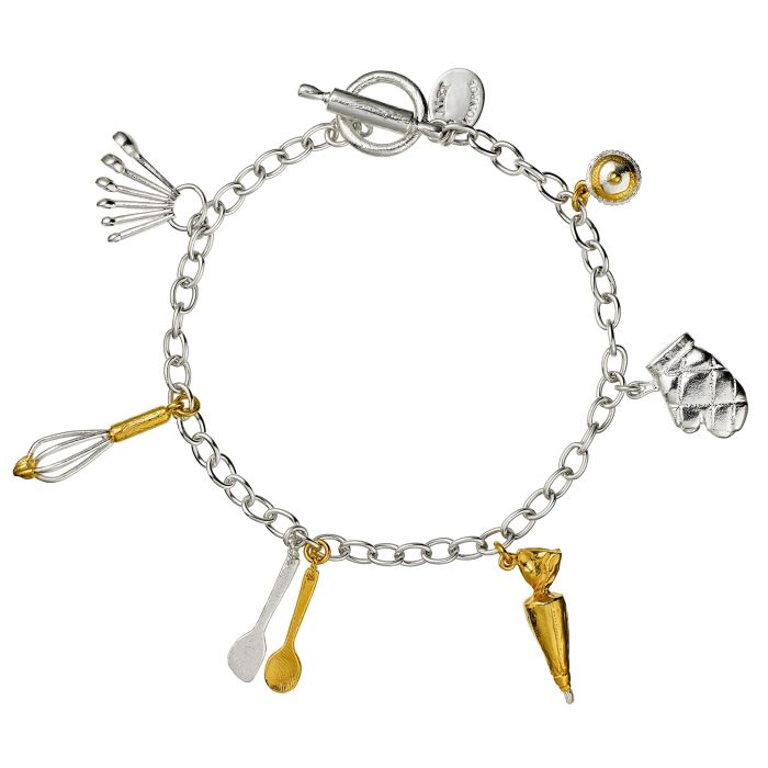 Baking Charm Bracelet with Rolling Pin T Bar Fastening Alex Monroe Jewellery