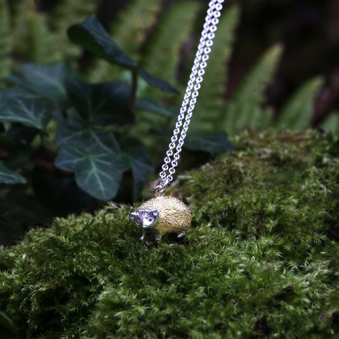 Silver hedgehog necklace top