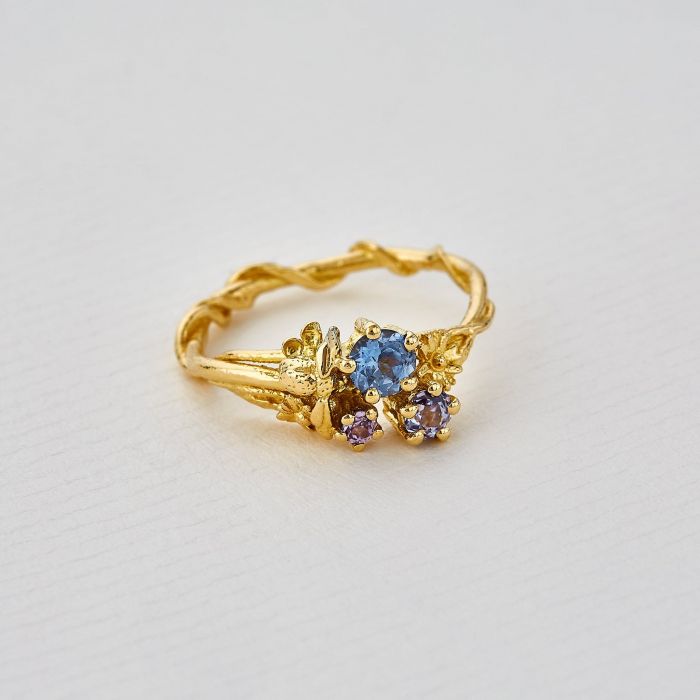 Beekeeper Lilac, Azure and Cerise Sapphire Cluster Ring