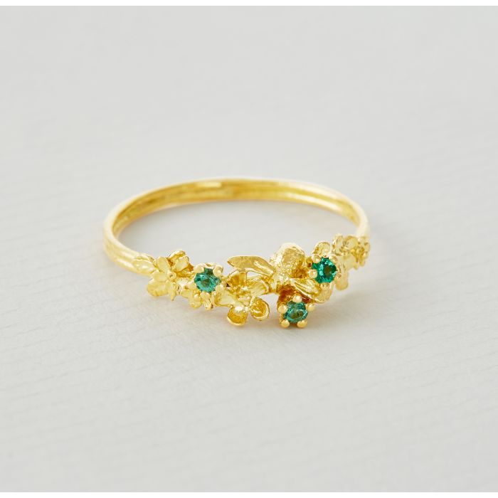Beekeeper Twist Ring with 3 South African Emerald Gemstone