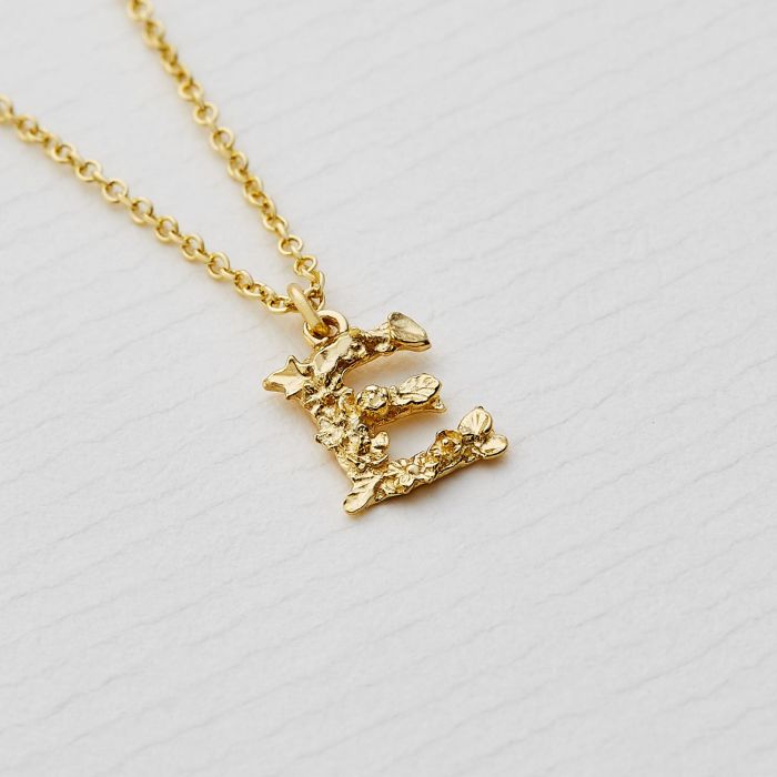 Gold Initial Letter E Pendant Necklace | INXSKY