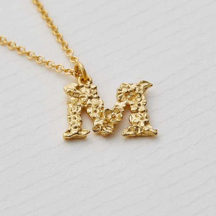 M Mini Initial Dainty Silver Necklace Letter Pendant | Amorium Jewelry