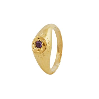 Amethyst Signet Ring with "A Star to Guide Me" Engraving Product Photo