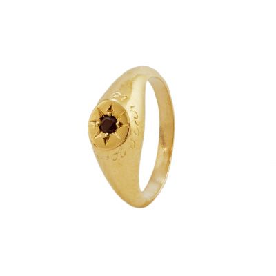 Garnet Signet Ring with "A Star to Guide Me" Engraving Product Photo