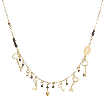 Dream of Me Lock & Key Necklace with Black Seed Pearls Product Photo