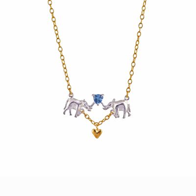 Erin’s Bathing Elephants Necklace with a blue topaz 'Splash' Product Photo