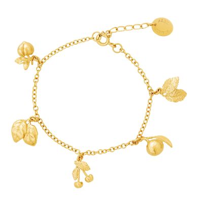 Gold Plate Fruit Medley Charm Bracelet 