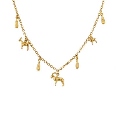 Mountain Goat Family Necklace with Ornate Drops Product Photo