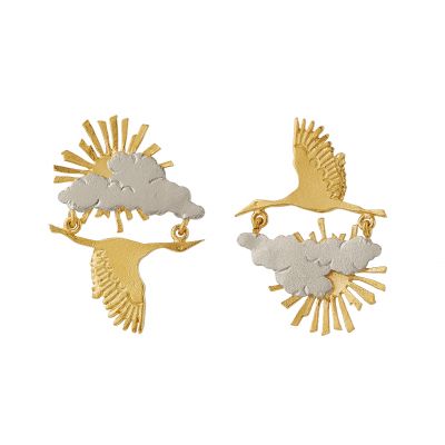 Sunrise / Sunset Stork in Flight Earrings Product Photo