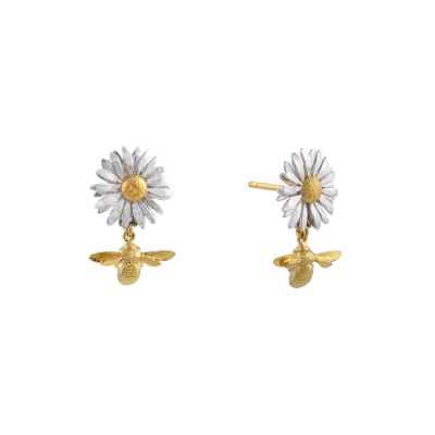 Daisy Stud Earrings with Teeny Tiny Bee Drops Product Photo