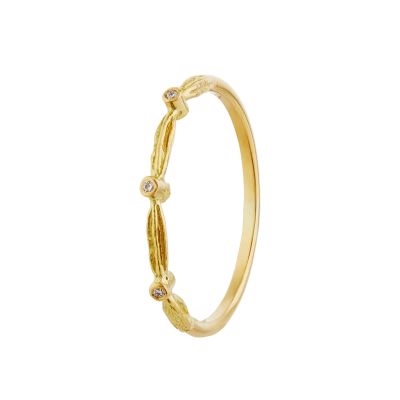 Kissing Seed Band Ring with Three Diamonds Product Photo