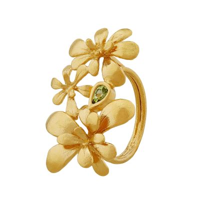 Clustered Rosette Prosper Ring with Teardrop Peridot Product Photo