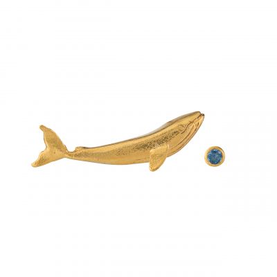 Blue Whale Ear Cuff with Single Aquamarine Stud Product Photo