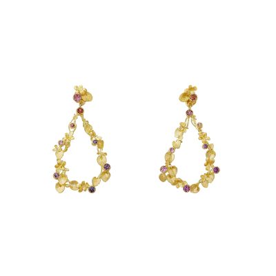 Violet Flower Drop Earrings with Responsibly sourced Sunset Sapphires Product Photo