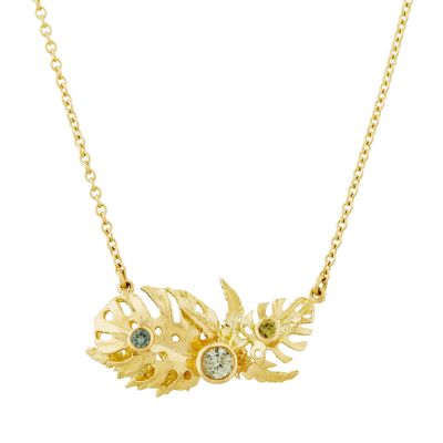 Tropical Leaf Inline Necklace with 'Tunstall' Sapphires Product Photo
