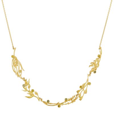One of a Kind Golden Harvest Wreath Necklace with 'Tunstall' Madagascan Sapphires Product Photo
